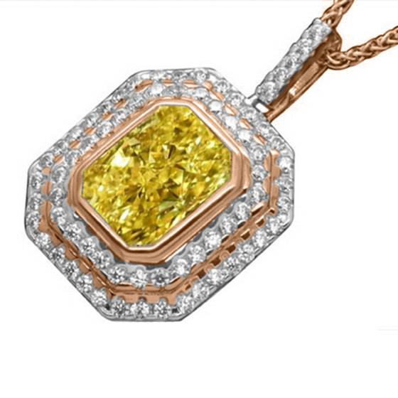 Anhänger mit strahlend gelbem Diamant-Halo