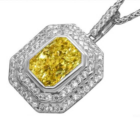 Anhänger mit strahlend gelbem Diamant-Halo