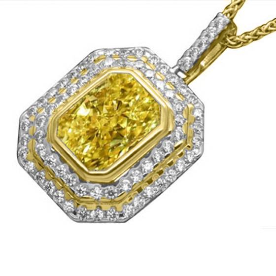 Anhänger mit strahlend gelbem Diamant-Halo