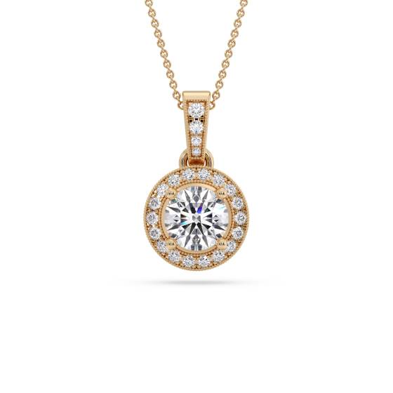 Runder Diamant-Anhänger mit Halo-Fassung