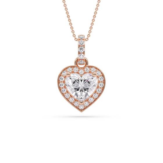 Herzförmiger Diamantanhänger mit Halo-Fassung