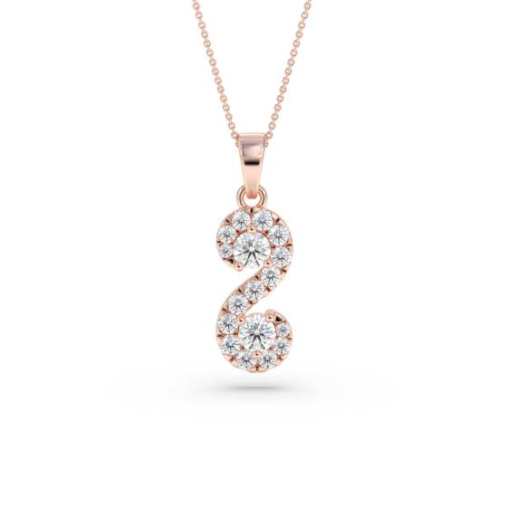 Designer-Anhänger mit wirbelndem, rundem Diamanten