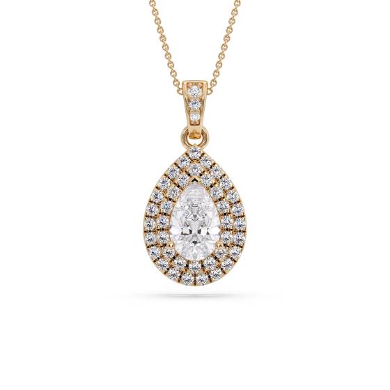 Birnenförmiger Diamant-Doppelhalo-Anhänger
