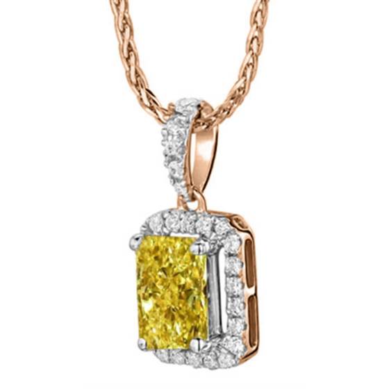Anhänger mit strahlend gelbem Diamant-Halo