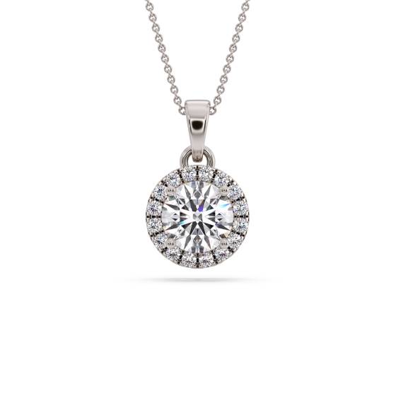 Runder Diamant-Anhänger mit Halo-Fassung