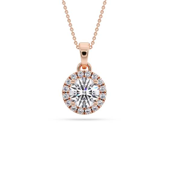 Runder Diamant-Anhänger mit Halo-Fassung