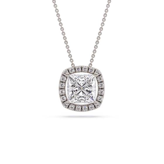Prinzessin-Diamant-Anhänger mit Halo-Fassung