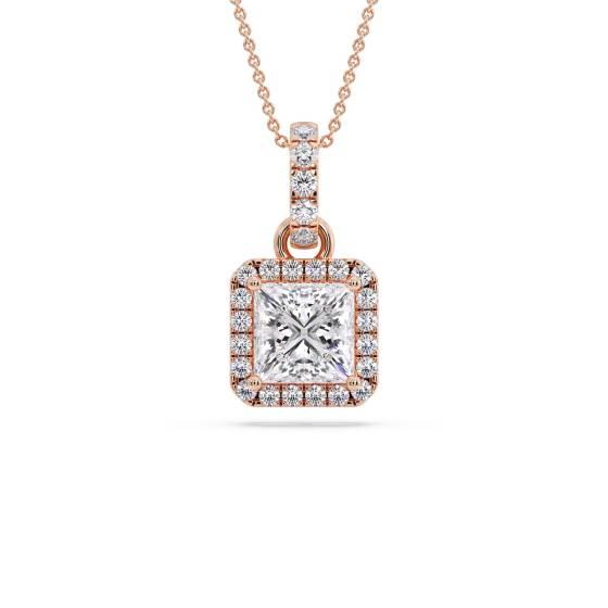Prinzessin-Diamant-Anhänger mit Halo-Fassung