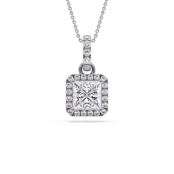 Prinzessin-Diamant-Anhänger mit Halo-Fassung