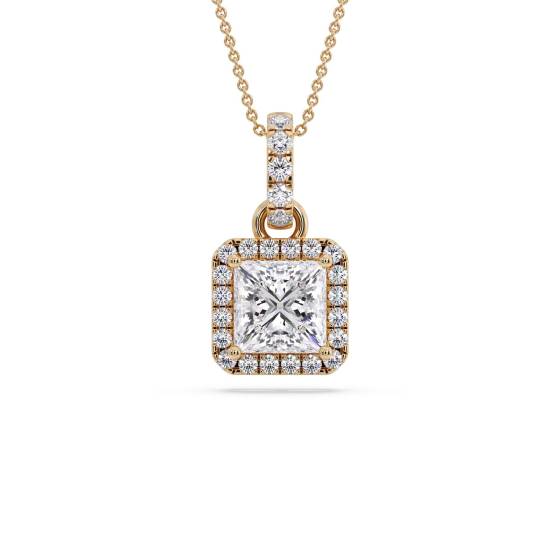 Prinzessin-Diamant-Anhänger mit Halo-Fassung