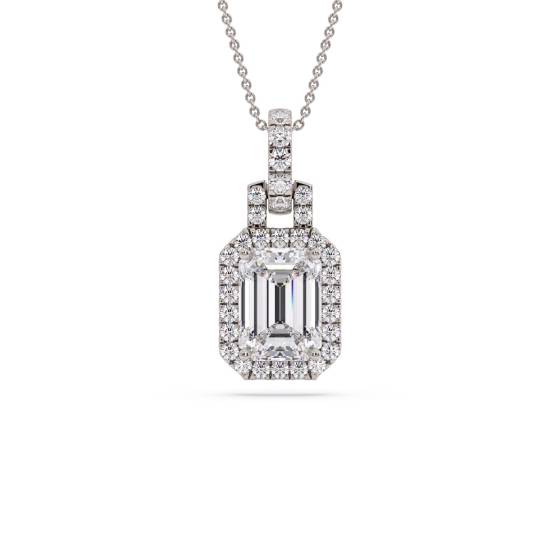 Einzigartiger Smaragd-Diamant-Halo-Anhänger