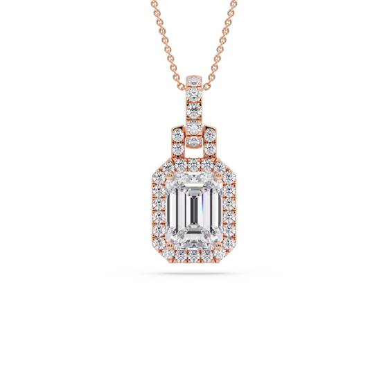 Einzigartiger Smaragd-Diamant-Halo-Anhänger