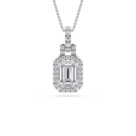 Einzigartiger Smaragd-Diamant-Halo-Anhänger