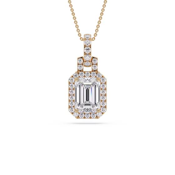 Einzigartiger Smaragd-Diamant-Halo-Anhänger