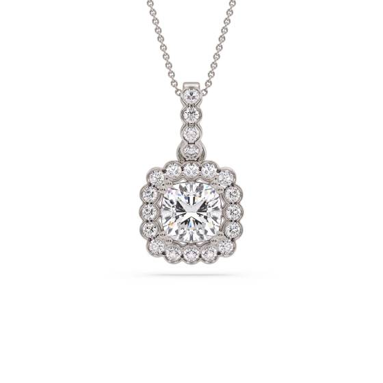 Kissenförmiger Diamant-Anhänger mit Halo-Fassung