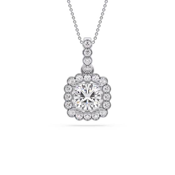 Kissenförmiger Diamant-Anhänger mit Halo-Fassung