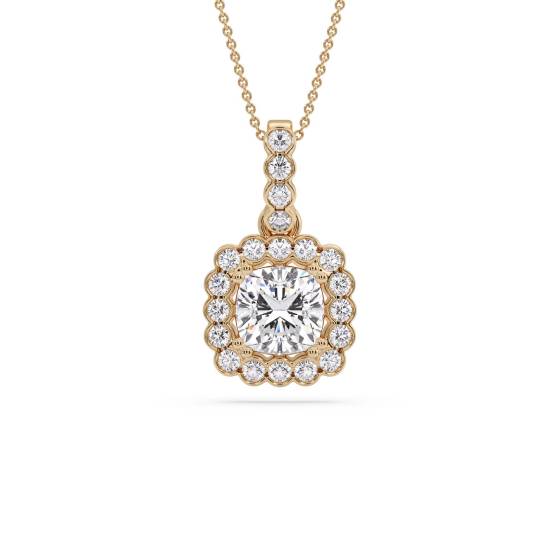 Kissenförmiger Diamant-Anhänger mit Halo-Fassung