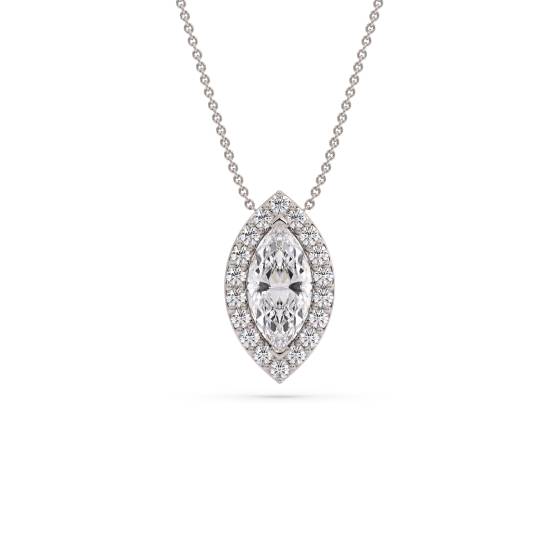 Marquise-Diamant-Anhänger mit Halo-Fassung