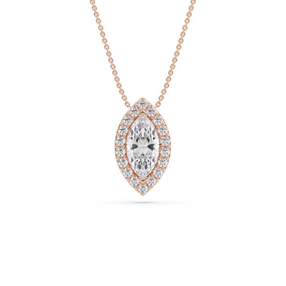 Marquise-Diamant-Anhänger mit Halo-Fassung