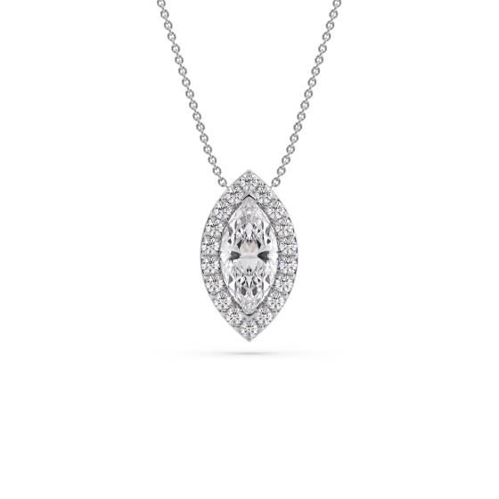 Marquise-Diamant-Anhänger mit Halo-Fassung