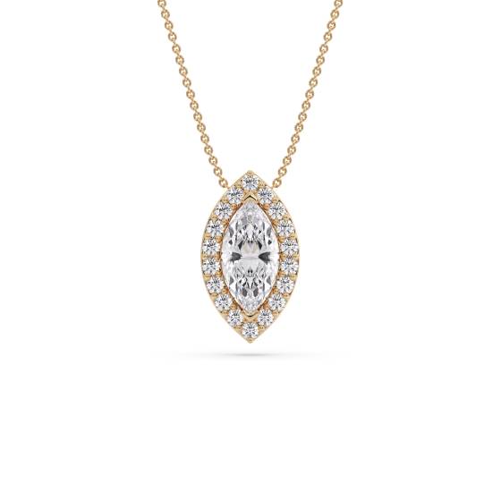 Marquise-Diamant-Anhänger mit Halo-Fassung