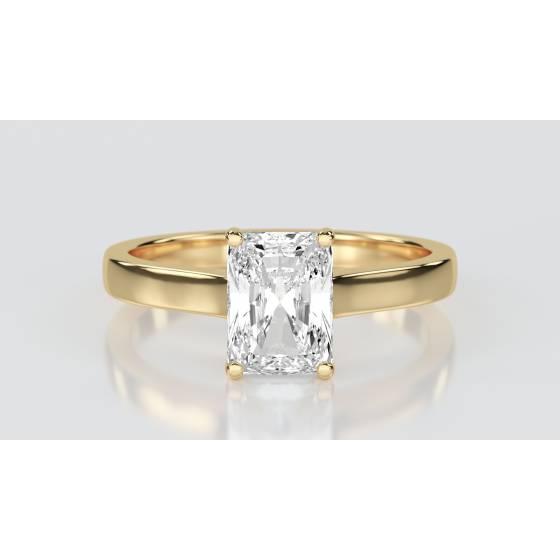 1.51ct VVS2/D Lab Grown Radiant Diamond Solitaire Ring in 9k Yellow Gold