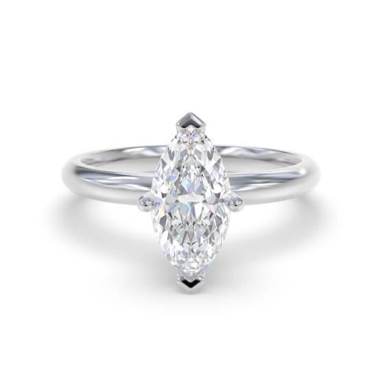 Verlobungsring mit Marquise-Diamanten und verstecktem Halo