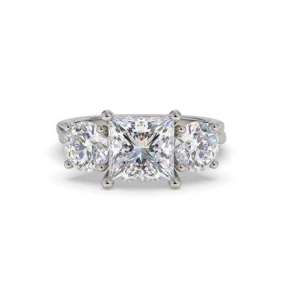 1.50ct IF/D Princess-Schliff Labgrown Trilogie Ring
