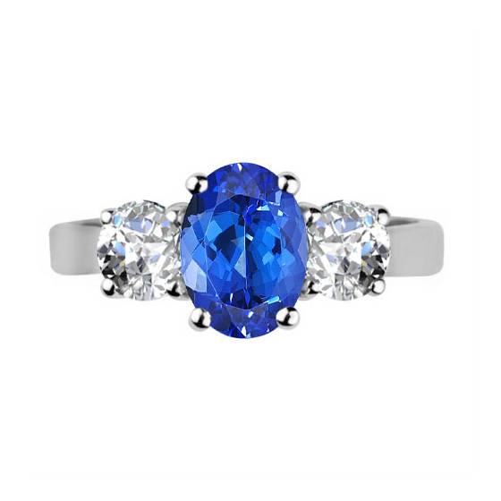 Ovaler Tansanit- und Diamant-Halo-Ring mit 1,80 ct