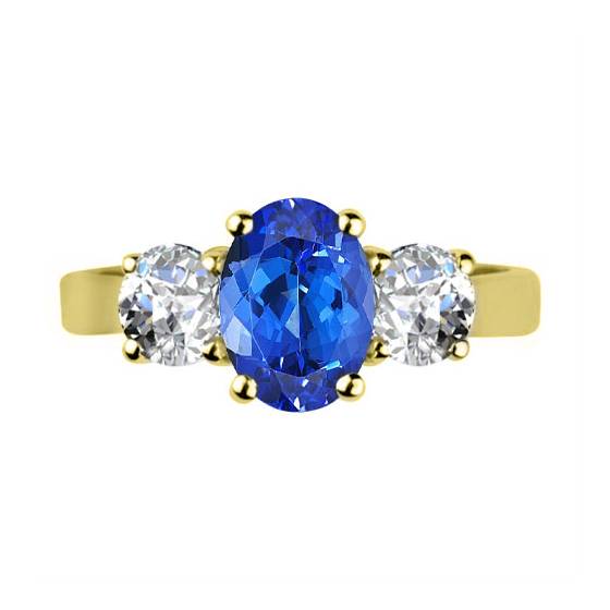 Ovaler Tansanit- und Diamant-Halo-Ring mit 1,80 ct