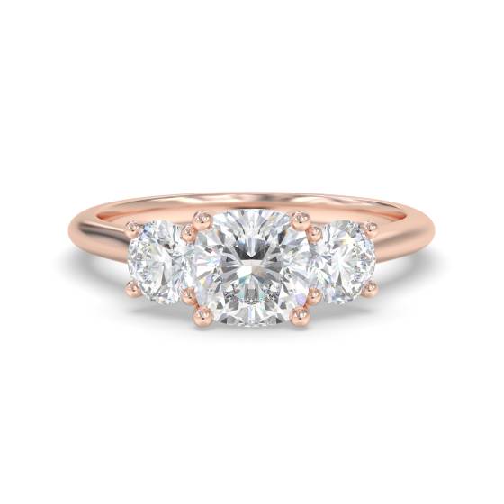Kissen- und Rund-Trilogie-Diamantring