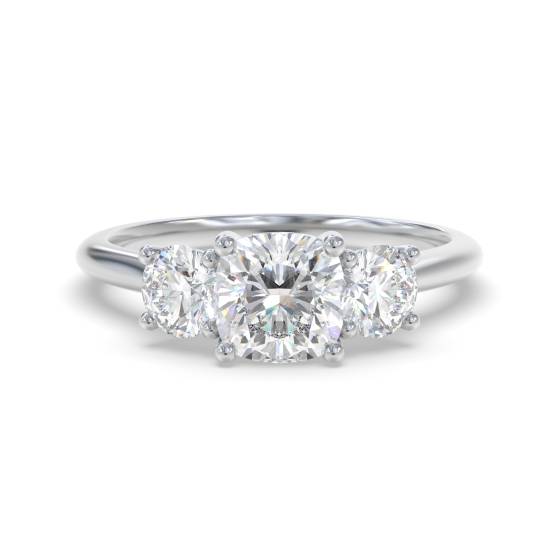 Kissen- und Rund-Trilogie-Diamantring
