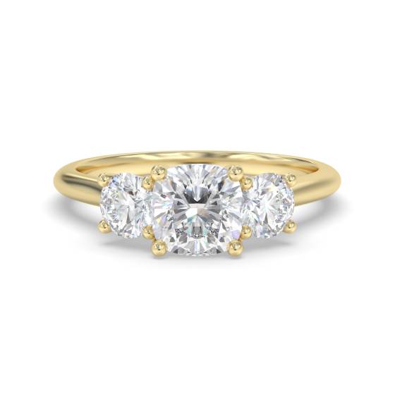 Kissen- und Rund-Trilogie-Diamantring