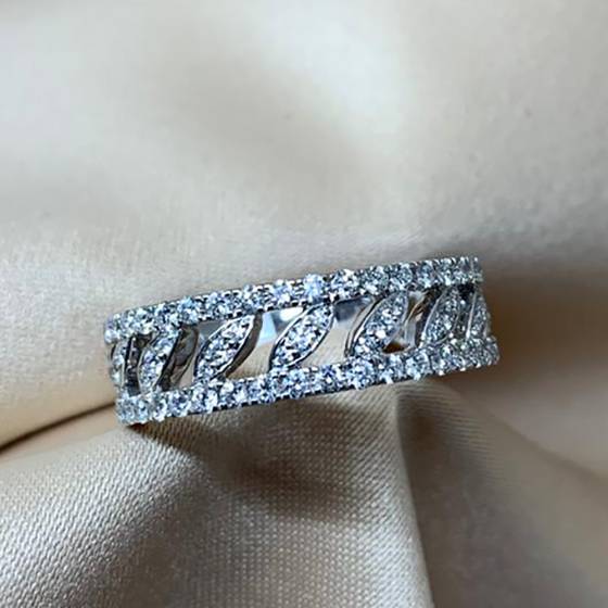 1.00ct VS/F-G Natural Round Cut Diamond Designer Ring in 9k White Gold