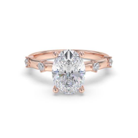 Designerring mit ovalem und rundem Diamanten