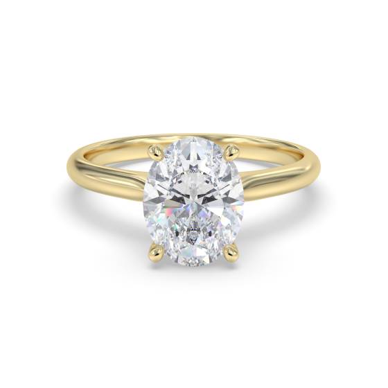 0.67ct VVS2/E Lab Grown Oval Diamond Solitaire Ring in 18k Yellow Gold