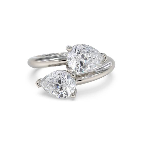 Birnenförmiger Diamantring mit zwei Steinen
