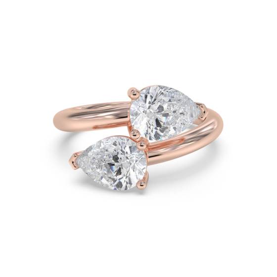 Birnenförmiger Diamantring mit zwei Steinen