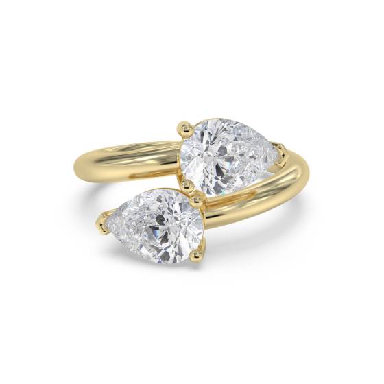 Birnenförmiger Diamantring mit zwei Steinen