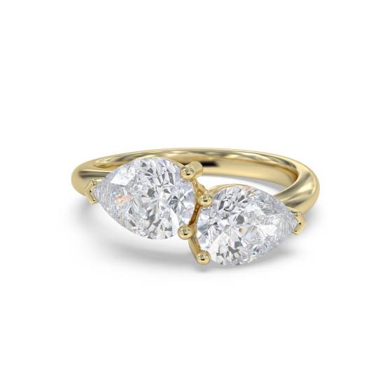 Birnenförmiger Diamantring mit zwei Steinen