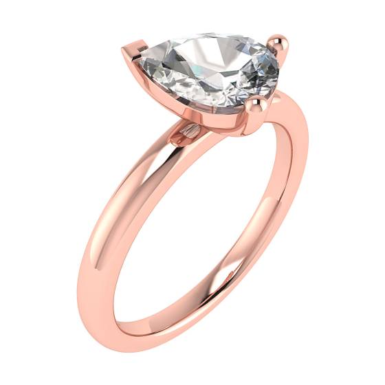 Birnenförmiger Diamant-Solitärring Toi et Moi Stapelbarer Solitärring