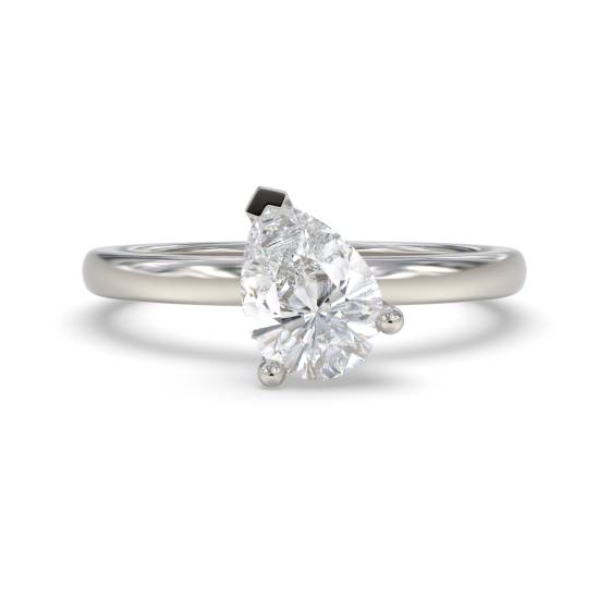 Birnenförmiger Diamant-Solitärring Toi et Moi Stapelbarer Solitärring