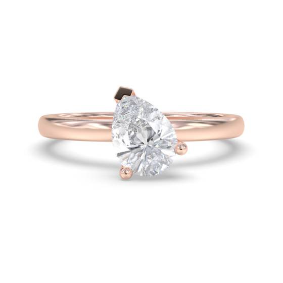 Birnenförmiger Diamant-Solitärring Toi et Moi Stapelbarer Solitärring