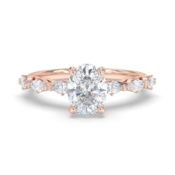 Ring mit ovalem und marquiseförmigem Diamanten an der Schulter