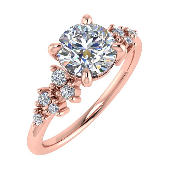 Runder Diamant-Schulter-Set-Ring