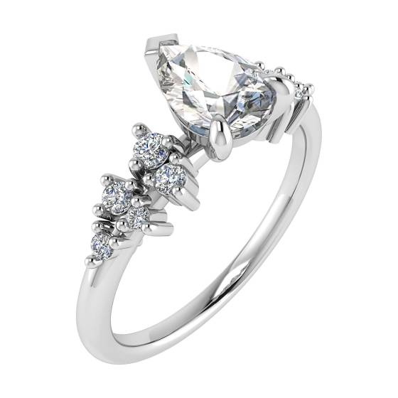 Birnenförmiger Diamant-Schulterring