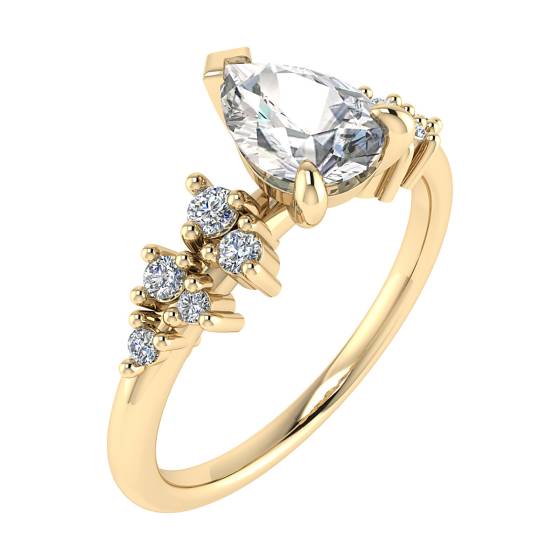 Birnenförmiger Diamant-Schulterring