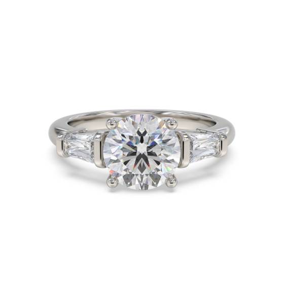 1.26ct VVS1/D Lab Grown Round Cut Diamond Trilogy Ring in Platinum