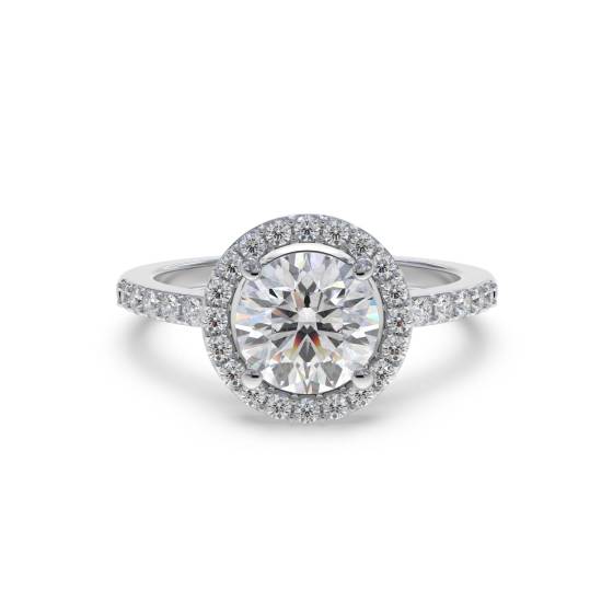Moderner runder Diamantring mit einzelnem Halo
