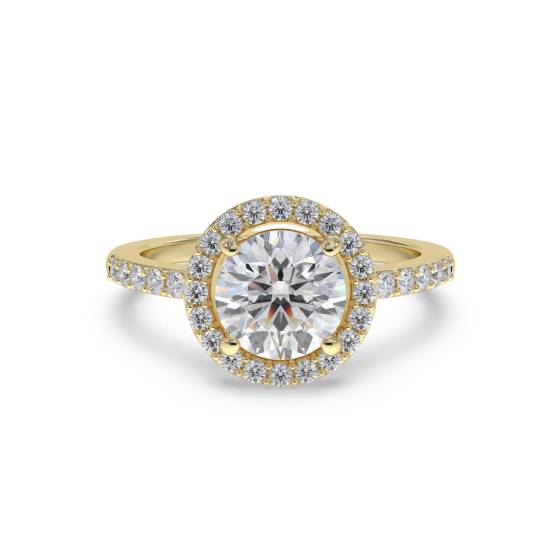 Moderner runder Diamantring mit einzelnem Halo